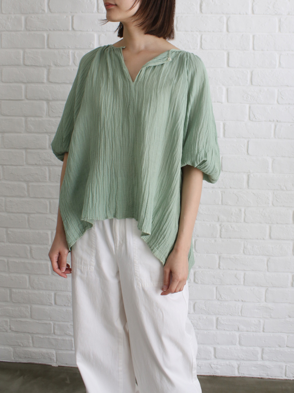 natural dye pleats wide blouse