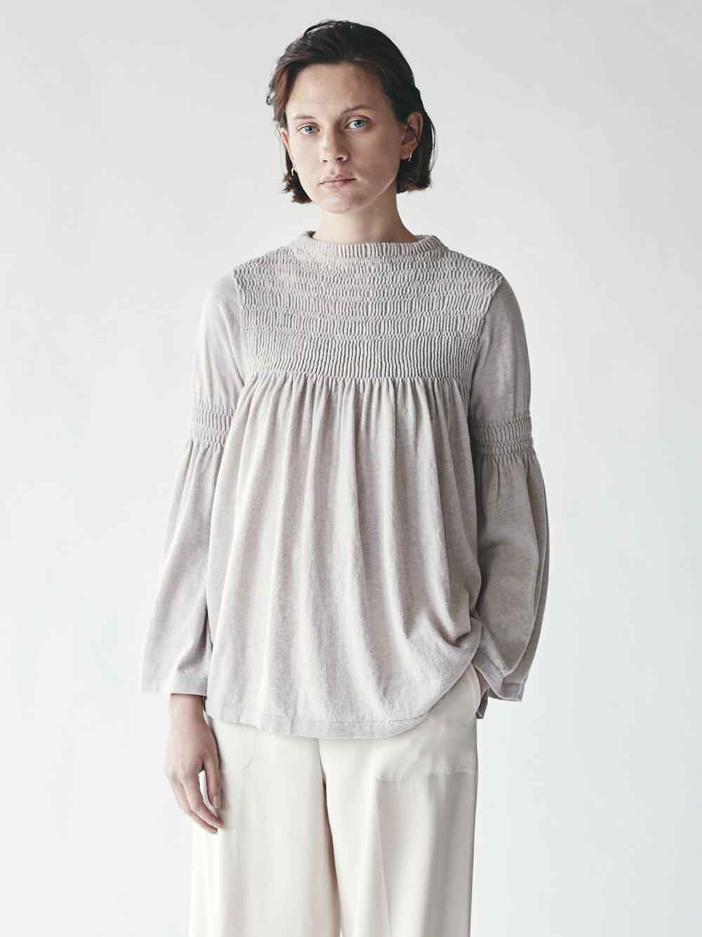 shirring knit blouse