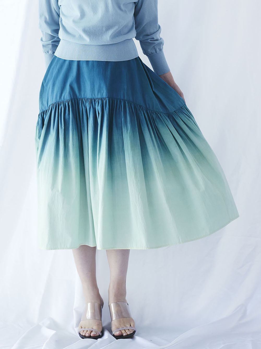 natural dye gathered skirt