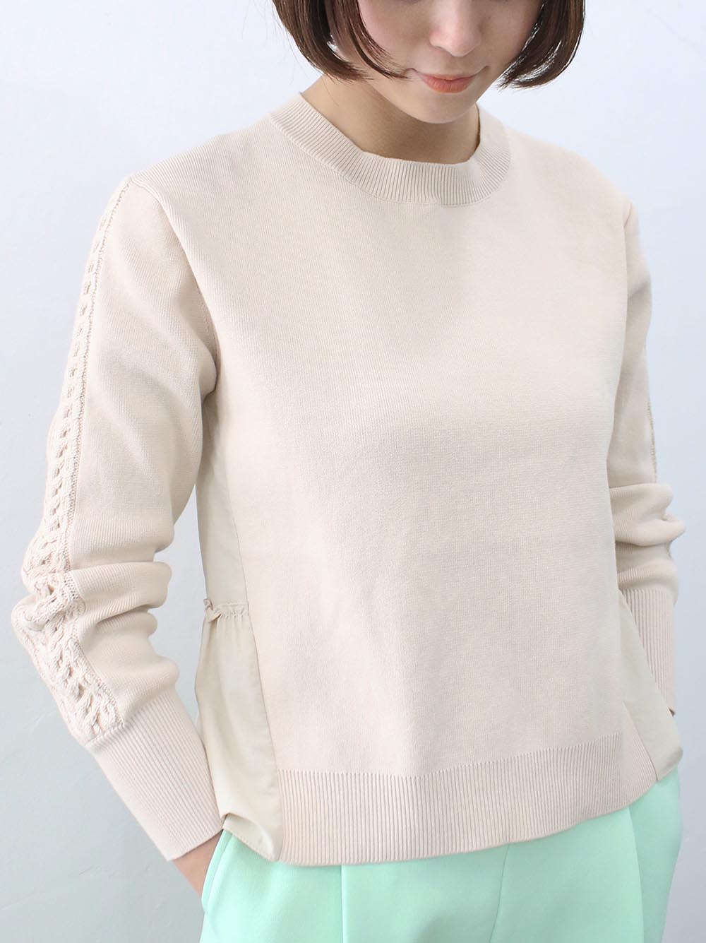 cotton sleeve cable docking knit