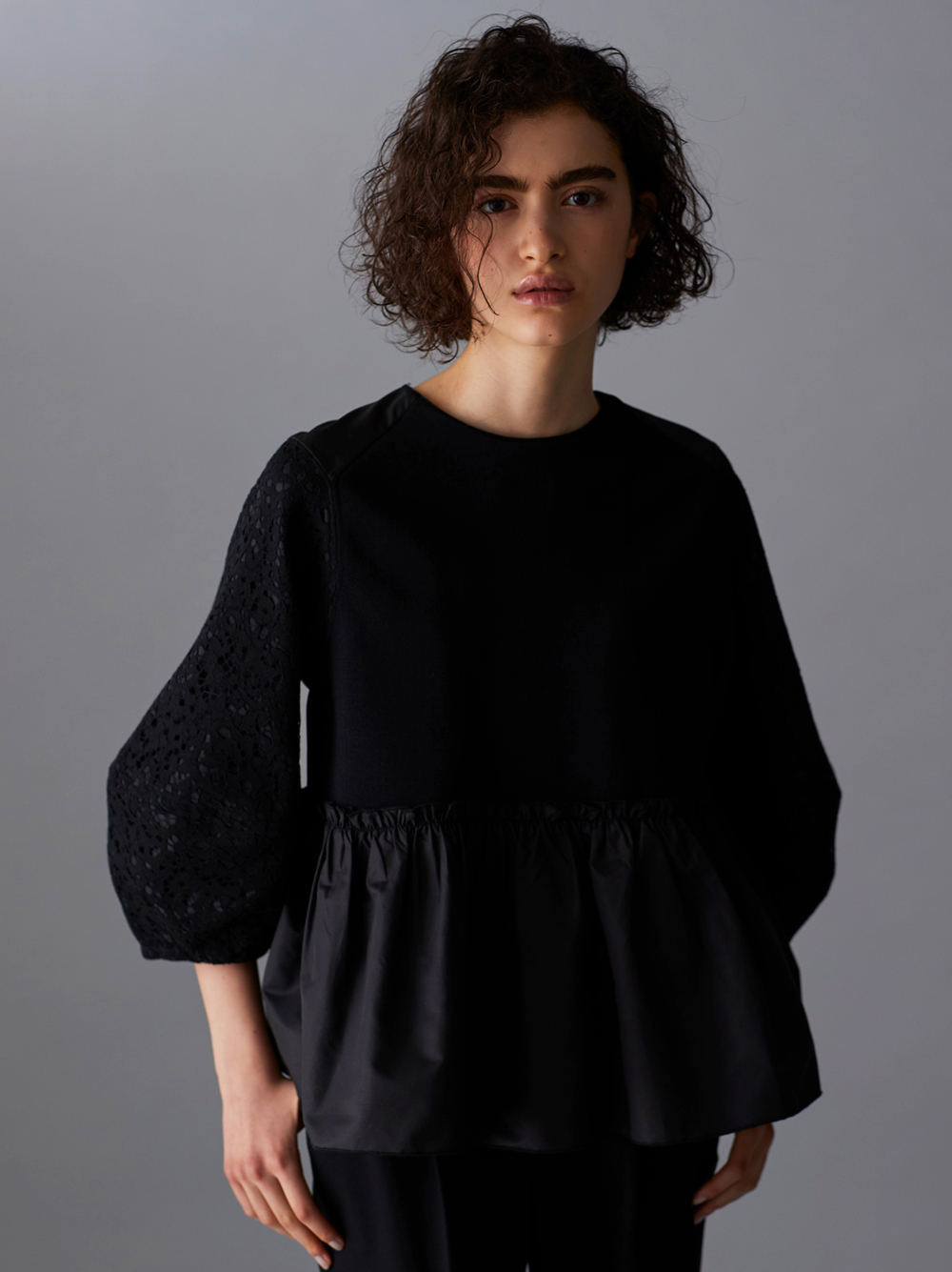 constructive lace pullover